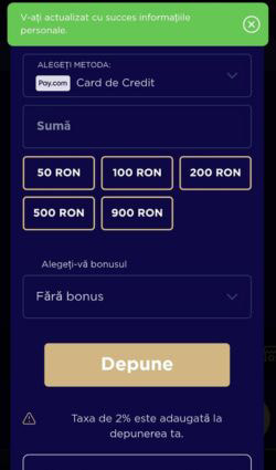 Pasul trei de înregistrare la WinBoss Casino care îți cere să introduci detaliile cardului