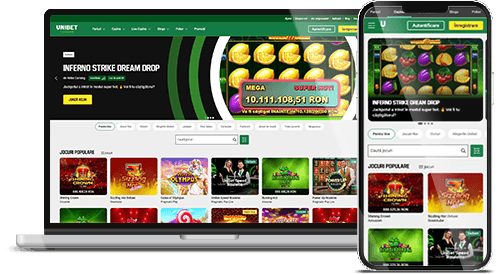 Site-ul cazinoului Unibet pe desktop și mobil