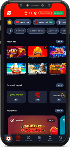 Pagina principală a aplicației Betano Casino