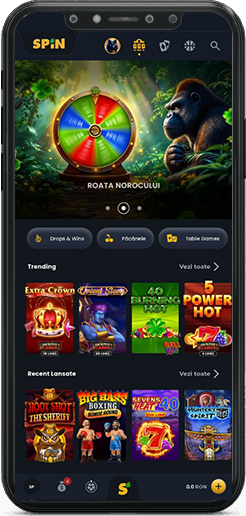 Pagina principală în aplicația Spin Casino