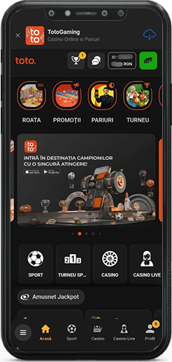 Pagina principală TotoGaming Casino pe mobil