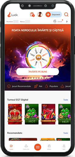 Pagina principală în aplicația Luck Casino