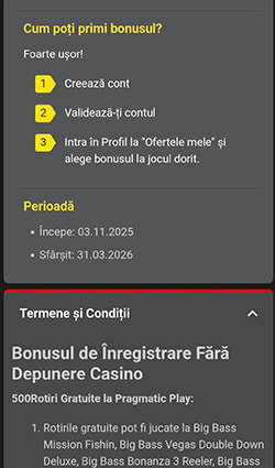 Informații pentru accesarea unui bonus fără depunere