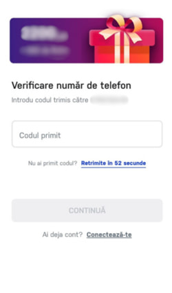 Crearea unui cont la Winner Casino - Pasul 2