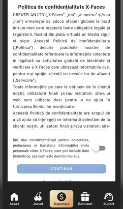 Pasul 1 consimțământul pentru colectarea datelor personale