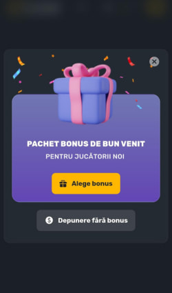 Pasul 4 de înregistrare la Prima Casino unde are loc alegerea bonusului