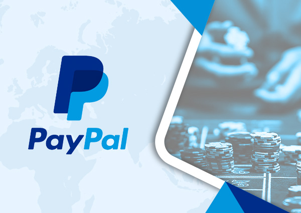 Un jucător cu jetoane de cazinou și logo-ul companiei PayPal