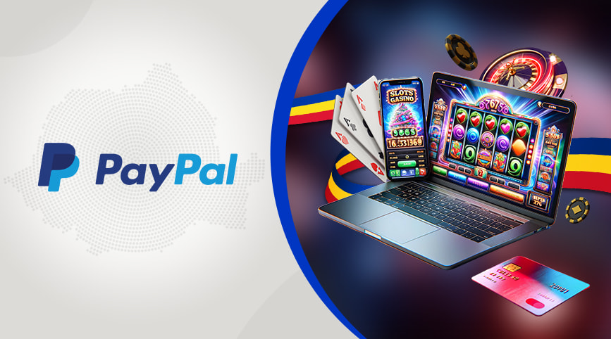 Logo PayPal și simboluri ale jocurilor de cazinou