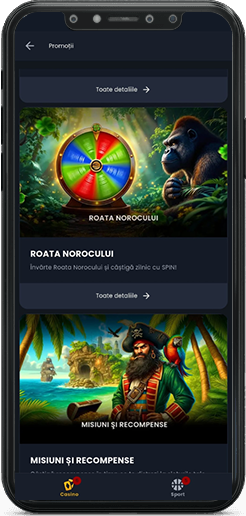Secțiunea Promoții în aplicația Spin Casino