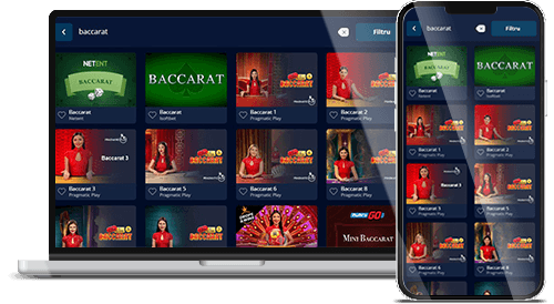 O parte din mesele de baccarat de la Mr Bit