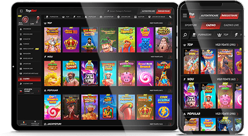 Aplicația TopBet Casino deschisă pe telefon