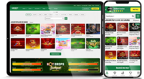 Secțiunea live Unibet Casino deschisă pe telefon