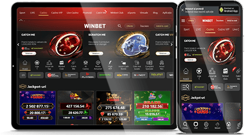 Aplicația Winbet Casino deschisă pe telefon