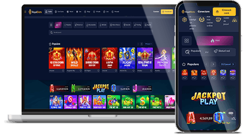 Site-ul Royal Slots pe desktop și mobil