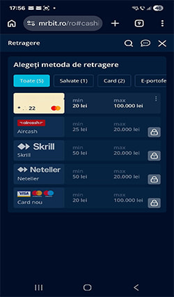 Pasul 3 selectează metoda de retragere