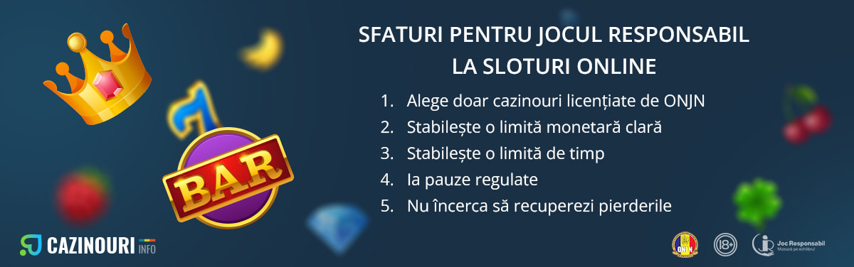 Infografic joc responsabil la sloturi online: cu sfaturi pentru gestionarea bugetului, orele de joc și alegeri conștiente pentru siguranță