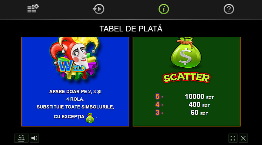 Tabel de plată la 20 Joker Reels