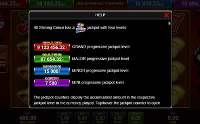 40 Shining Crown Slot Jackpot progresiv 