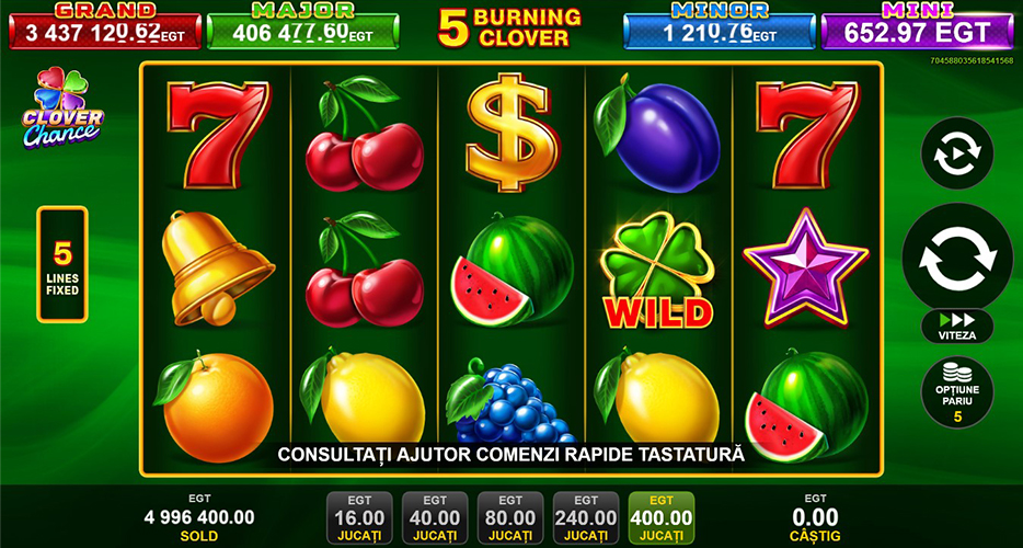 Demo 5 Burning Clover de la EGT Digital