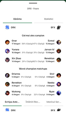 Statistici publice pentru echipele de eSports