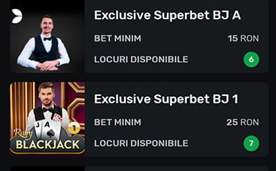 Blackjack la Superbet Casino Mobil
