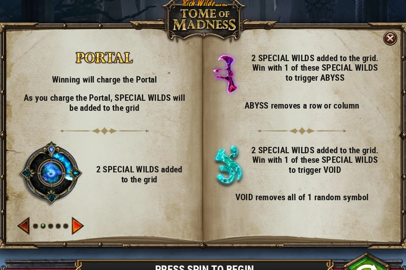 Portalul și efectele Abyss și Void la slotul Tome of Madness