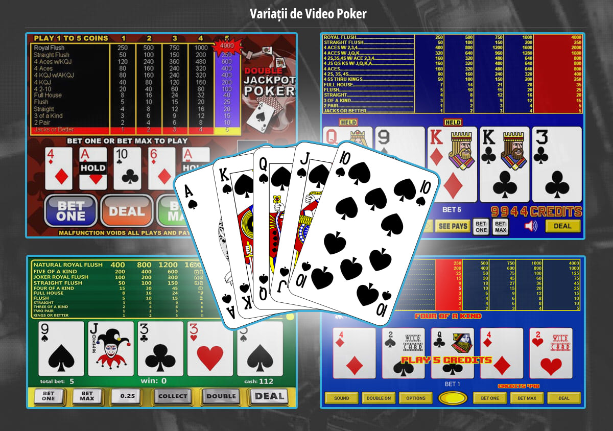 2 variații de video poker diferite și o chintă royală