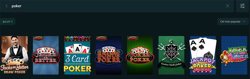 Jocuri de video poker la Excelbet Casino
