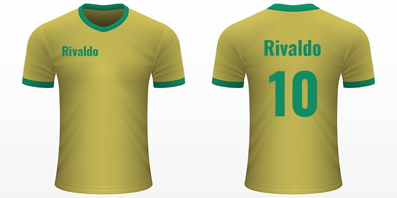 Tricou de fotbal cu numele și numărul lui Rivaldo pe el