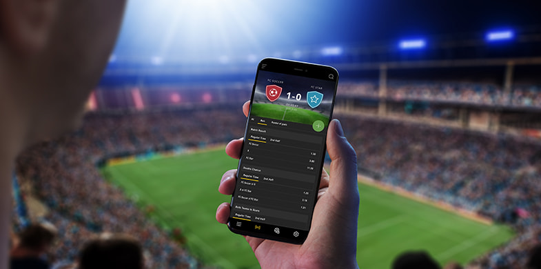 Telefon mobil deschis pe o aplicație de pariuri sportive