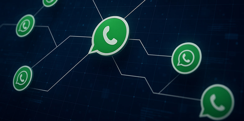 Un circuit format din logo-urile aplicației WhatsApp